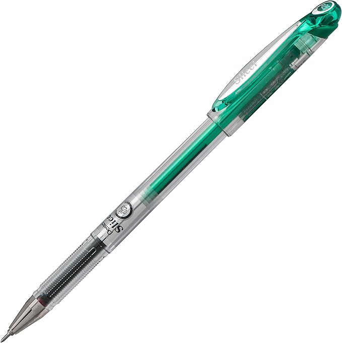Pentel Arts Slicci 0.25 mm Extra Fine Gel Pen, Green Ink, Box of 12 (BG202-D)