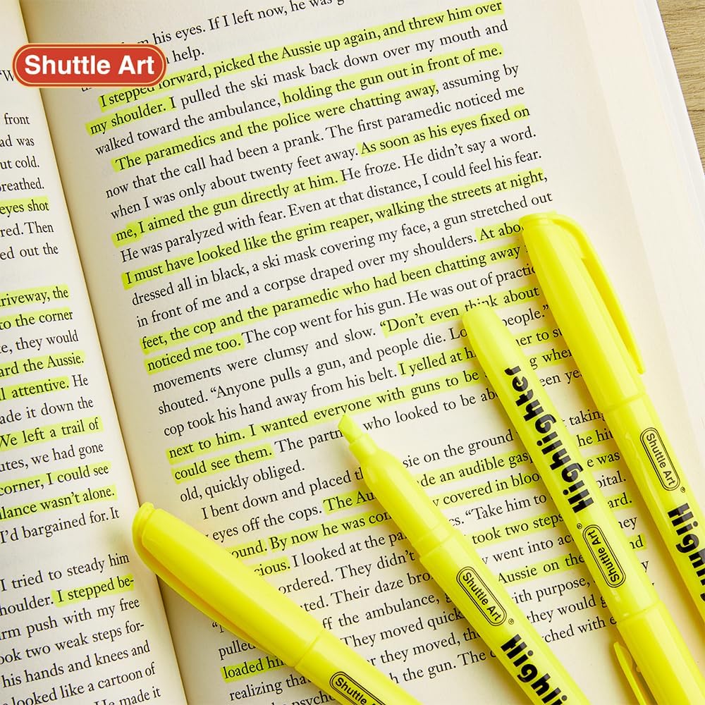 Shuttle Art 70 Pack Highlighters, Yellow Highlighters with Versatile Chisel Tip, Highlighter Markers Bulk in Vibrant Color for Highlighting as Office, School Supplies