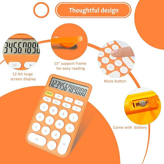 VEWINGL Standard Calculator 12 Digit,Desktop Large Display and Buttons,Calculator with Large LCD Display for Office,School, Home & Business Use,Automatic Sleep,with Battery