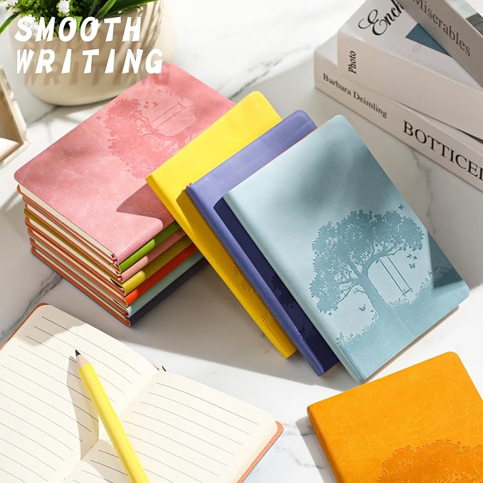 TaoBary 36 Pcs A6 PU Leather Journals Notebook Bulk Colorful Tree Life Lined Journal Soft Leather Cover Ruled Writing Notebook for Writing Office School Home Business 128 Pages (Fresh Color)