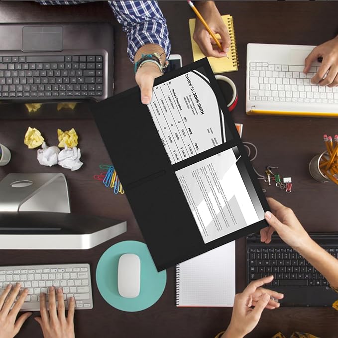 Two Pocket Folders, 75 Pack, Letter Size, Black