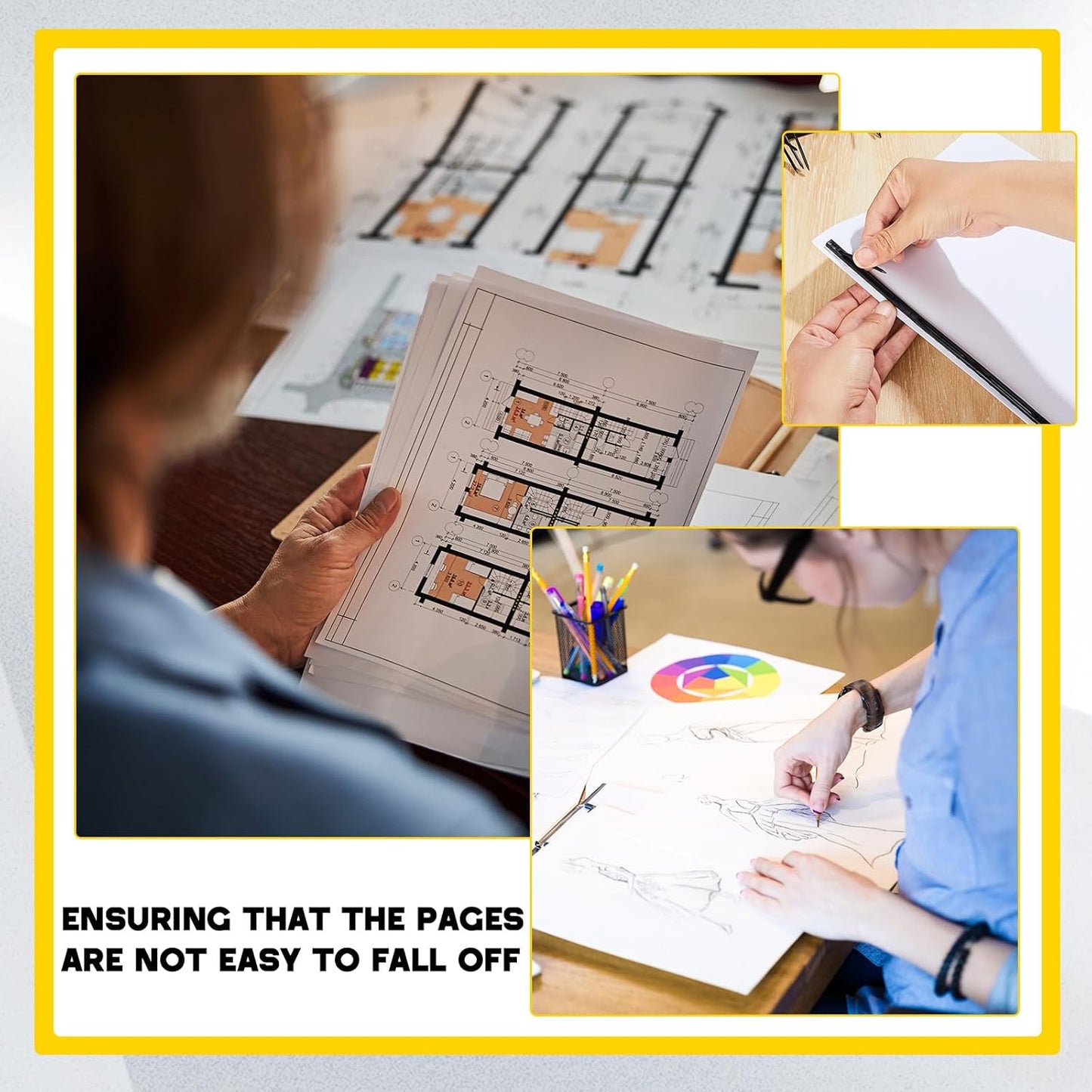 Marspark 50 Packs Binding Spines Reclosable 11'' Long 1.7" Depth 4 Pin Spines Binder Combs 150 Sheet Capacity Binding Strips, Black