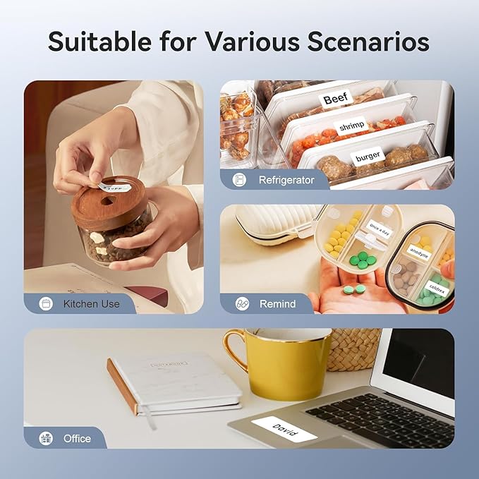 NIIMBOT D11 New Version Label Maker Machine with 3 Rolls Tape, 300DPI Bluetooth Label Printer, Portable Thermal Printer, Sticker Maker for Organizing Home Office School,White