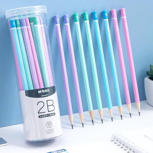 M&G 30 Pcs Hexagon Colored Pencils for Kids, Multicolor 2B Unsharpened Pencils Graphite Wood Pencils with smooth writing for School, Office Supplies, Painting, Sketching, Weddings, Party