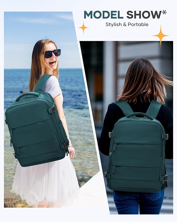 coofay Large Travel Backpack Carry on Flight Approved Mochila De Viaje Carry on Backpack for Airplanes Spirit Airlines Personal Item Bag 18x14x8 Inches Travel Bag Traveling Backpack for Women Men