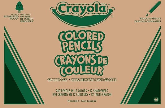 Crayola Colored Pencils Classpack (240ct), Must Have Teacher Supplies, Bulk Colored Pencils for School Classrooms, 12 Colors, Back to School Essentials