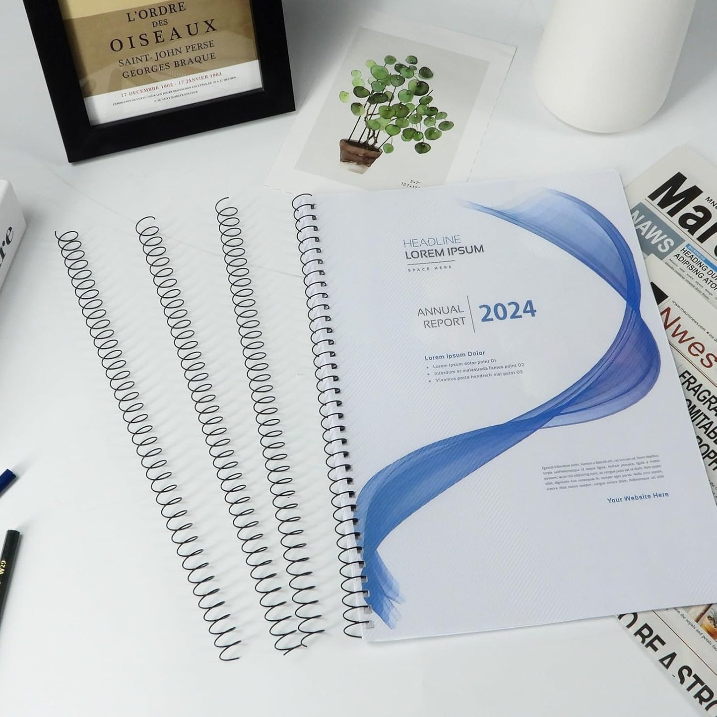 RAYSON 7.9mm Spiral Wire Coil Binding, 3:1 Pitch, 5/16" Coils Metal Comb Binding 40 Sheets Capacity, Black Color & Pack of 100