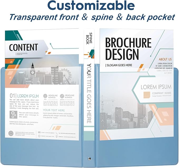 COMIX Standard 3 Ring Binder 1 inch with Clear View Cover, 1" Round Ring View Binder Holds 200 Sheets of US Letter Size Paper for School Office Supplies, 6 Pack (Pale Blue)