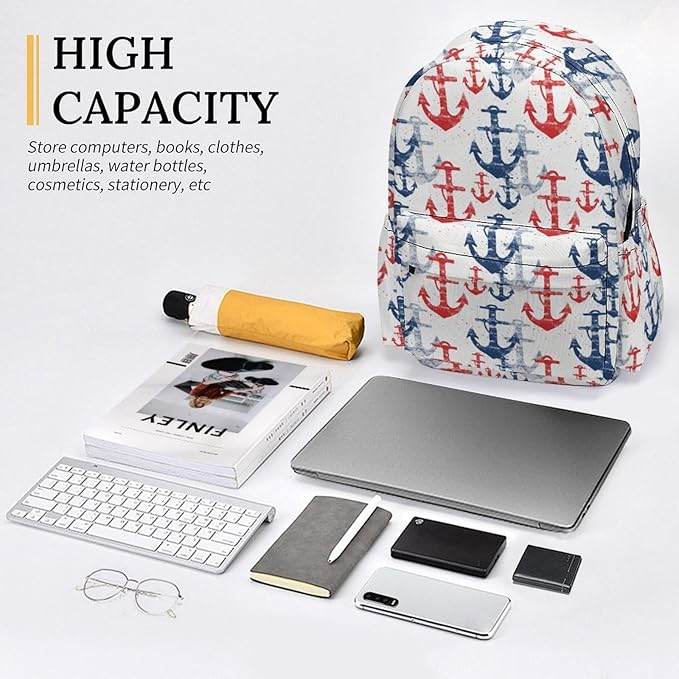 17 Inch Laptop Backpack Ocean Marine Elements Teen Girls Boys School Backpack Bags Travel Bookbag Back Pack Outdoor Daypack for Women Men