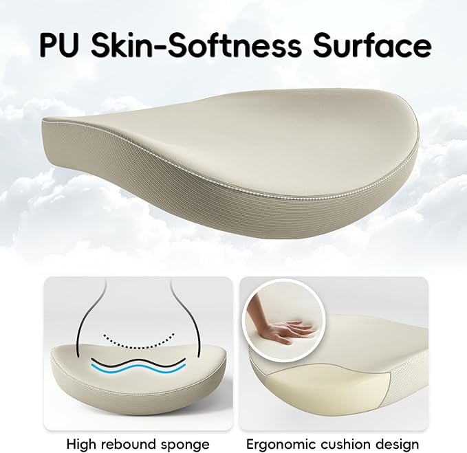 Home Office Ergonomic Chair-Computer PU Leather X-Shaped Desk Chair-Gaming Chair with Adjustable Flip-up Armrests Lumbar Support Mesh Executive Chair for Long Hours Office (Beige)