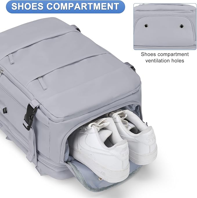 Expandable Backpack For Traveling On Airplane Carry On Backpack Flight Approved Personal Item Travel Backpack For Women Men Airline Approved Gym Bag With Shoe Compartment Travel Weekender Bag