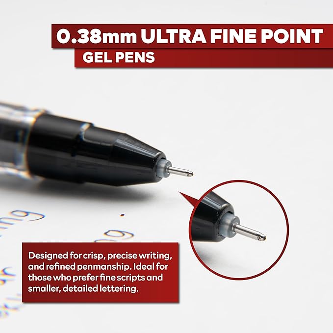 XFasten 0.38mm Gel Pens 72-Pack Japanese-Style Extra-Fine Black Gel Ink Ballpoint, Smooth Ink Flow, Smudge-Free, Quick-Drying, No Smear for Journaling, Note-Taking, Office, and School