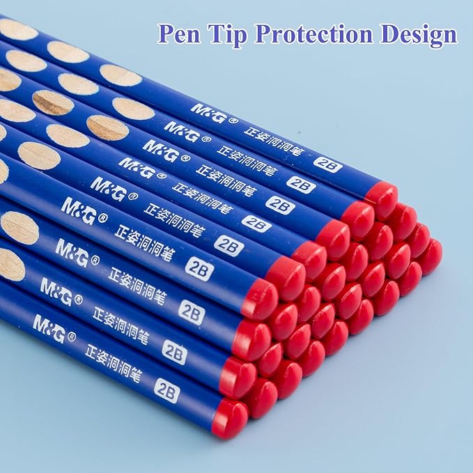 M&G 50 Pcs Triangular Pencils for Kids, Triangular Pole with Grip Correction 2B Pencils, Graphite Wood Pencils with Smooth Writing for School, Office Supplies, Painting, Sketching, Weddings, Party