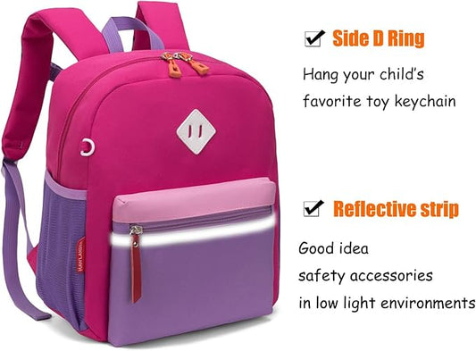 HawLander Little Kids Backpack for Girls Toddler School Bag Fits 3 to 6 years old, 12 inch, Purple