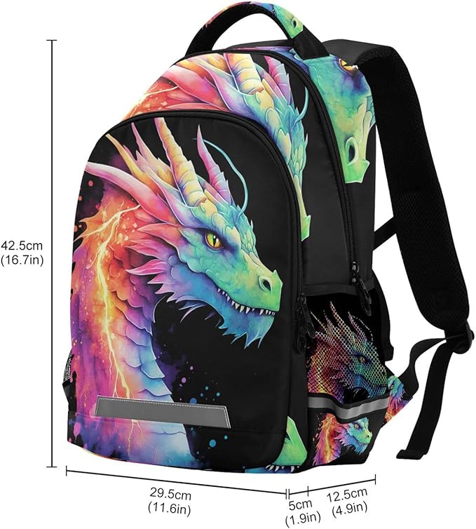 Lightning Dragon Watercolor Backpack for Boys Girls Elementary School Bag Kids Bookbag Travel Rucksack