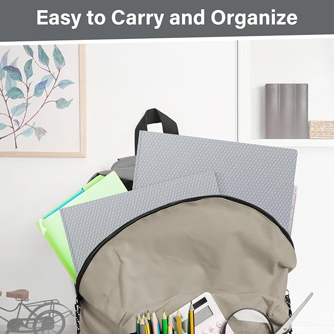 12-Pack Plastic Folders with Pockets and Prongs,2-Pocket Folders with 3 Fasteners, Poly Folders Holds 8-1/2" x 11" Paper for School/Office/Home, Silvery