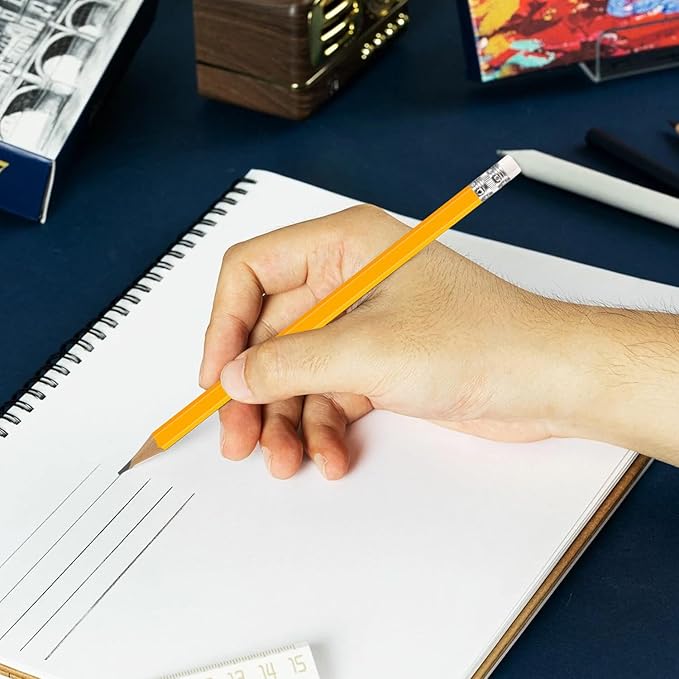 Pencils Pre-Sharpened #2 Pencil with Erasers, Yellow,7.5in 1200 Pack