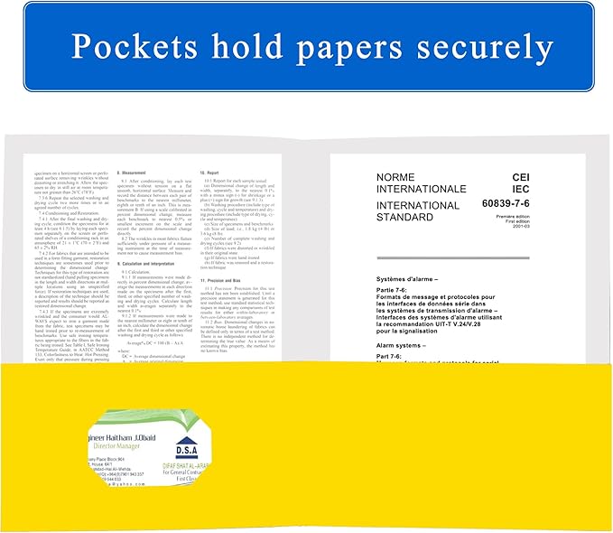 Zzrywuty 25 Packs Paper Folders with Pockets for Students, Businessmen and Office Workers,Letter Size,Two Pocket Folders with Card Slot for Office,Business,School Supplies (Yellow)