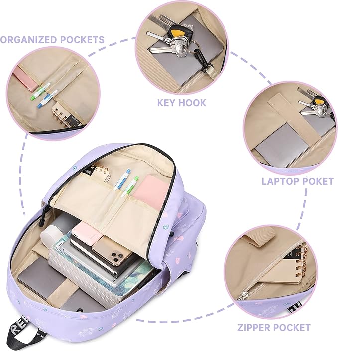 Lohol Galaxy Backpack for School Travel, Lightweight BookBag for Girls Kids