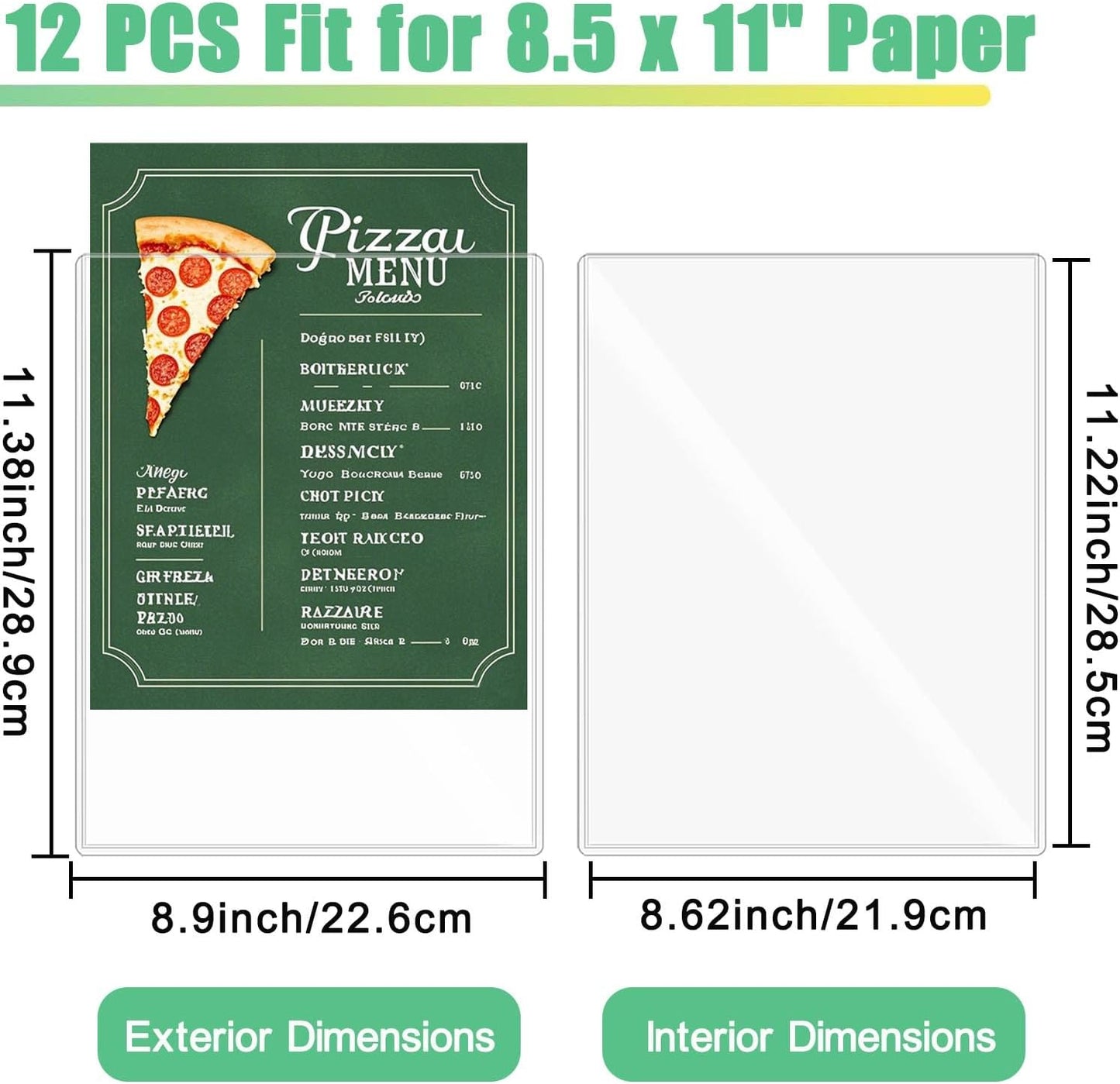 12-Pack 8.5" x 11" Rigid Print Protectors, Transparent Hard Plastic Page Sheet Protectors, Clear Plastic Sleeves for Paper Photo Poster, Protective Covers for Document Certificates