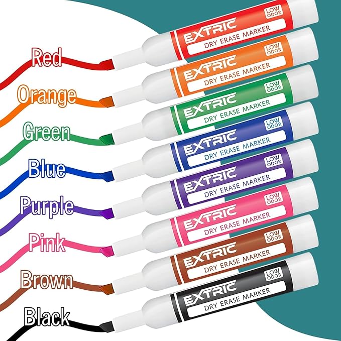 EXTRIC Dry Erase Markers Bulk 48 Pack, Whiteboard Markers Bulk 8 Colors Chisel Tip White Board Marker, Thick Dry Erase Marker for Teachers and Students