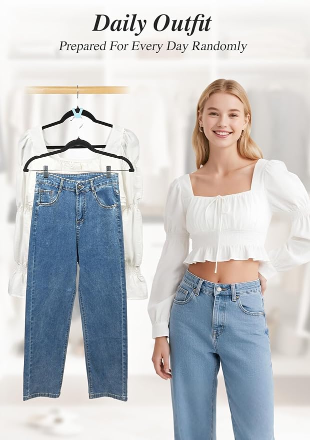 HOUSE DAY Closet Organizers and Storage 60 Pack, Space Saving Hanger, College Dorm Essentials for Girls, Multicolored Clothes Hangers Connectors, Dorm Rooms Space Saver Multicolored