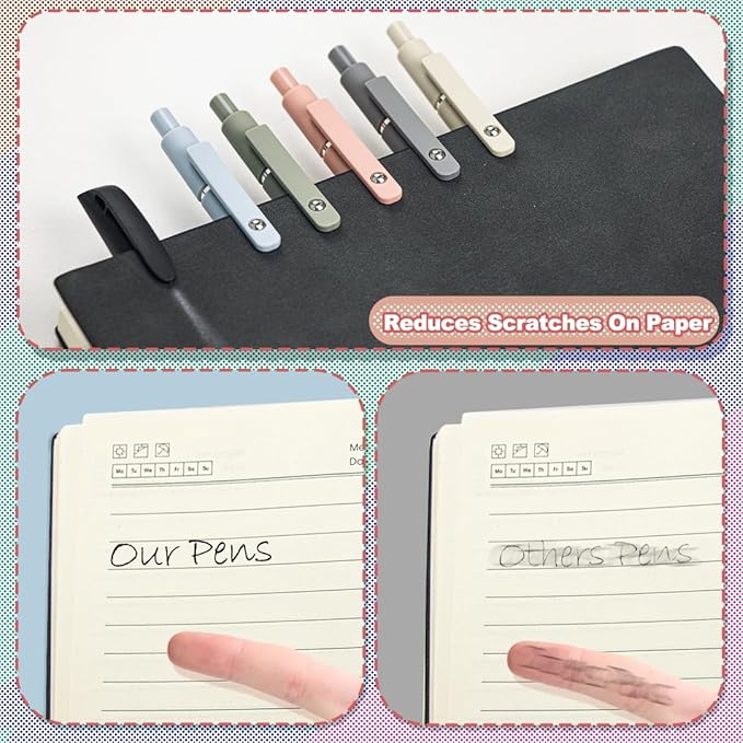 ELANE 5 Pcs 0.5mm Pens Quick Dry Black Ink Colorful Gel Pens Fine Point Smooth Writing Pens for Journaling Gifts for Doctor Nurse Teacher Students(morandi)