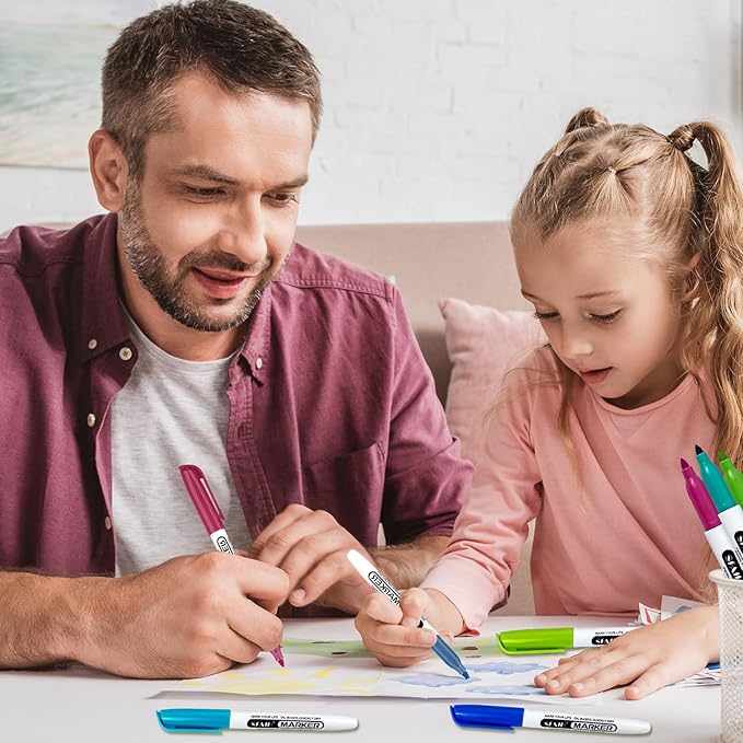 SFAIH 60 Colors Permanent Markers - Assorted Vibrant Colors, Quick Drying, Fade Resistant, Fine Point Permanent Markers for Teacher And Classroom Supplies, Art Supplies, Coloring, Drawing Doodling