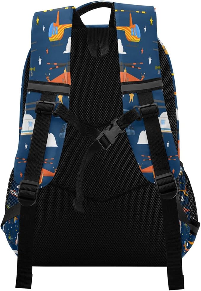 Cartoon Helicopter Backpack for Girls Kids Boys School Bookbags, Student Laptop Backpack Carrying Bag Casual Lightweight Travel Sports Day Packs