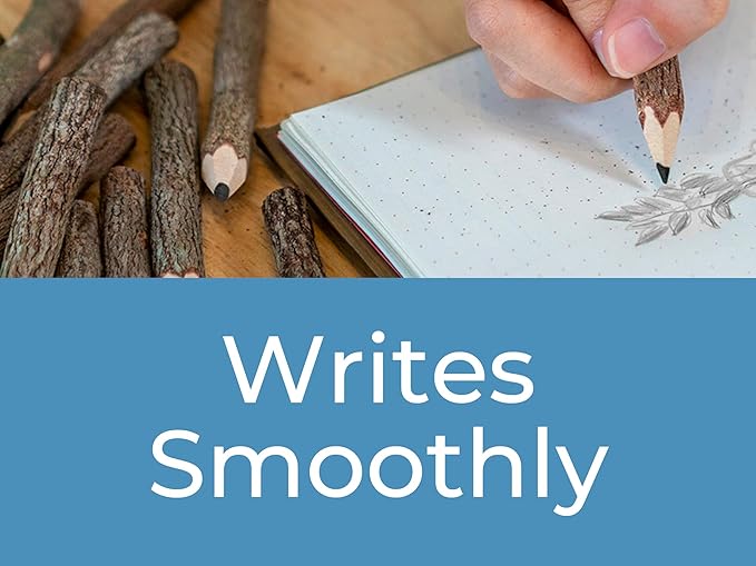 BSIRI Natural Twigs Wooden Pencils Handcrafted Suitable for Kids and Teachers For Woodland Bark Decorations Party Wood Gifts Twig Stick Pencils Vintage Favors Supplies for Classroom