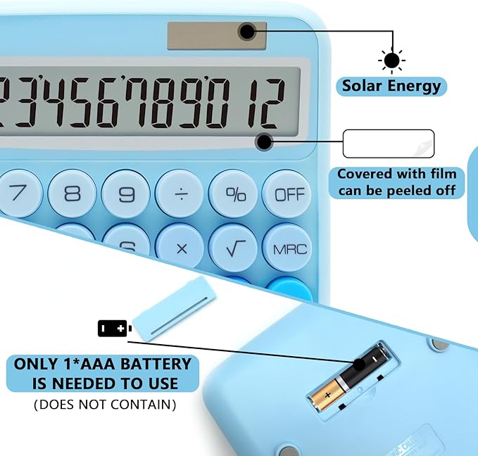 Gradient Blue Calculator, UPIHO Standard Calculator 12 Digit with Large LCD Display and Big Buttons,Blue Office Accessories for Women Desk,Cute Calculator for Office,School, Home,Business, Small