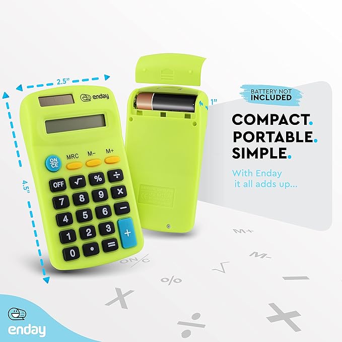 Emraw Pocket Size Calculator 8 Digit, Dual Power, Large LCD Display, School Student Desktop Accounting Office Calculators (Pack of 5) Colors May Vary
