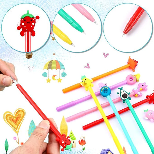 SANNIX 20 Pieces Cartoon Cute Gel Ink RollerBall Pens Bulk Assorted Styles Novelty Writing Pen for Kids Gift School Office Home Supplies Present