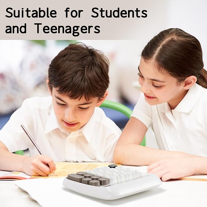 Deli Mechanical Switch Calculator 12 Digit, Large LCD Display Calculators Desktop with Big Buttons, Cute Calculator for Teachers Students Basic Office, White