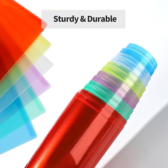 LEOBRO Plastic File Folders for Documents, 20 PCS Plastic Envelopes, Reusable File Folders File Bags Document Holder, A4 Size