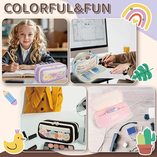 Large Capacity Pencil Case with Compartments, School Pencil Bags with Zipper, Big Storage Pen Bag for Teen Girl Boy Men Women, Adult Stationery Pen Bag for School College and Office