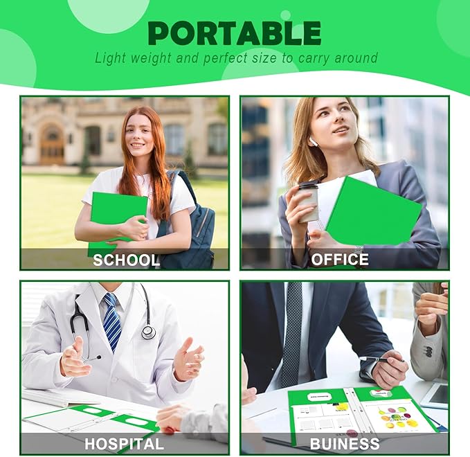 Folders with Pockets,IntoJoy 50 Pack Two Pocket Folders Business Card Holder Paper Folders with Prongs for School Office Filing Cabinet Resume Portfolio (Green)