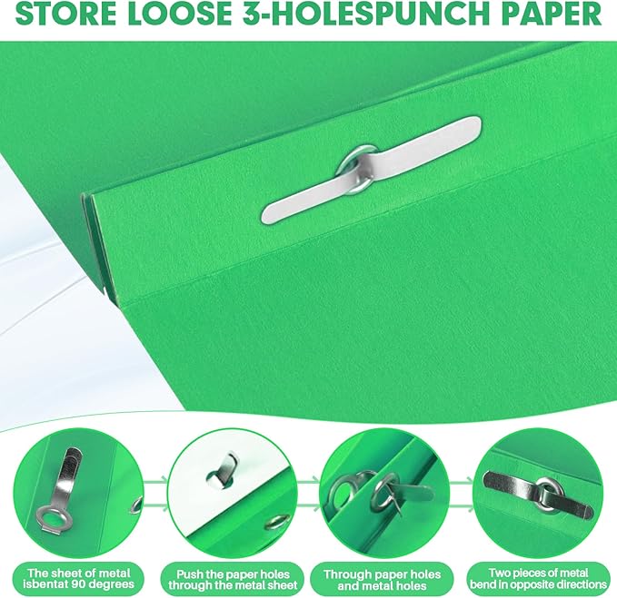 Two Pocket Folders, RAZCC 50 Pack Two Pocket Folders with Prongs, 3 Prong Folders Fit Letter Size Paper, Pocket File Folders for School Office Home Business, Green