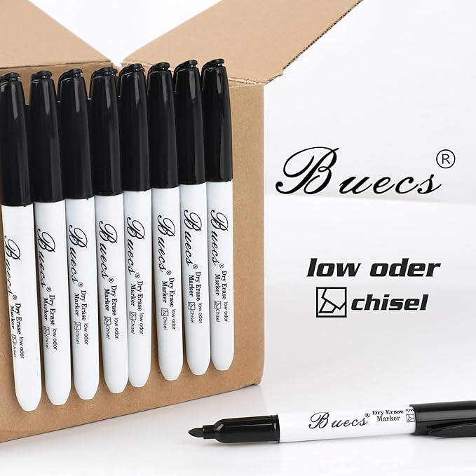 Black Dry Erase Markers, Low-Odor, 150 Count, Chisel tip, Perfect for Writing on Whiteboards, Dry-Erase Boards, Glass, School Office Supplies
