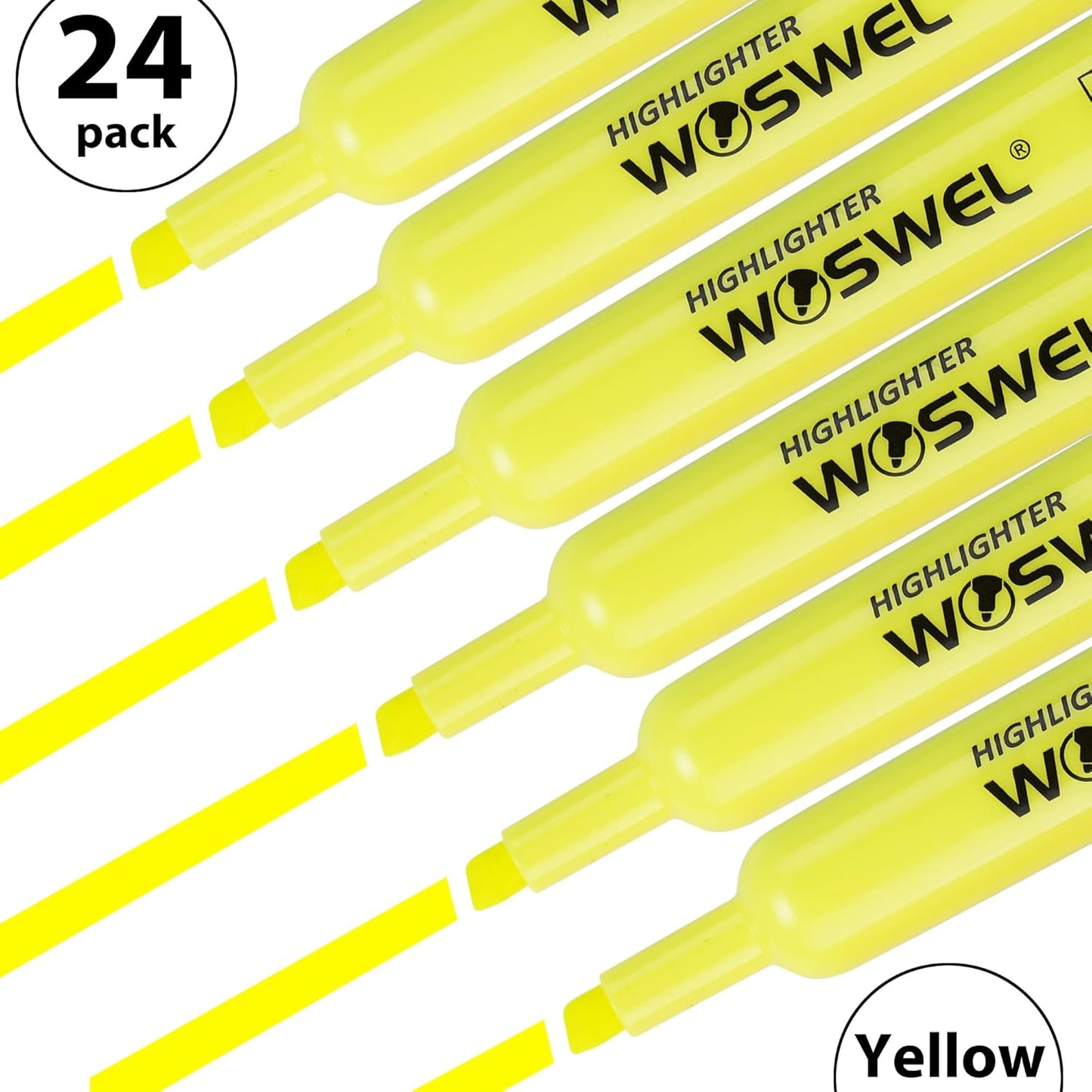 Highlighters Bulk, 24 Pack Tank Style Highlighters Set, Fluorescent Yellow, Chisel Tip Highlighter Markers Bulk for Kid and Adult Coloring, Highlighting as School Supplies