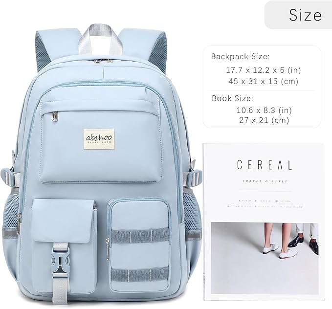 abshoo Big Student Laptop Backpack For College Women Middle High School Teen Girls Bookbag Travel Daypack (LightsteelBlue)