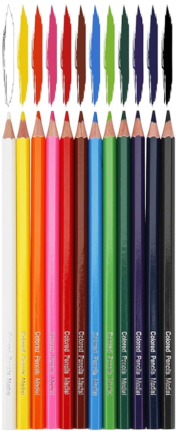 Madisi Colored Pencils Bulk - Pre-Sharpened - 12 Assorted Colors - 480 Bulk pack