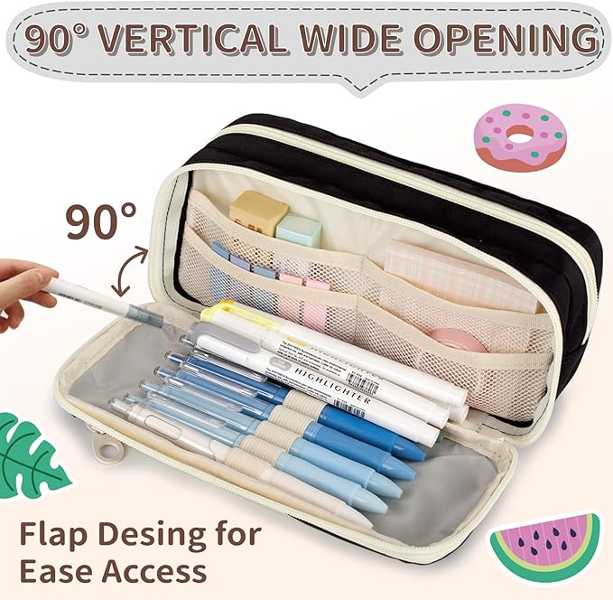 Large Capacity Pencil Case with Compartments, School Pencil Bags with Zipper, Big Storage Pen Bag for Teen Girl Boy Men Women, Adult Stationery Pen Bag for School College and Office