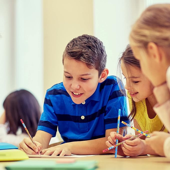 Kolewo4ever Inspirational Pencils, 200 Pieces with 10 Different Designs, Words of Encouragement Printed on Sharpened Pencils, Graphite Core, Colorful Erasers, Suitable for School