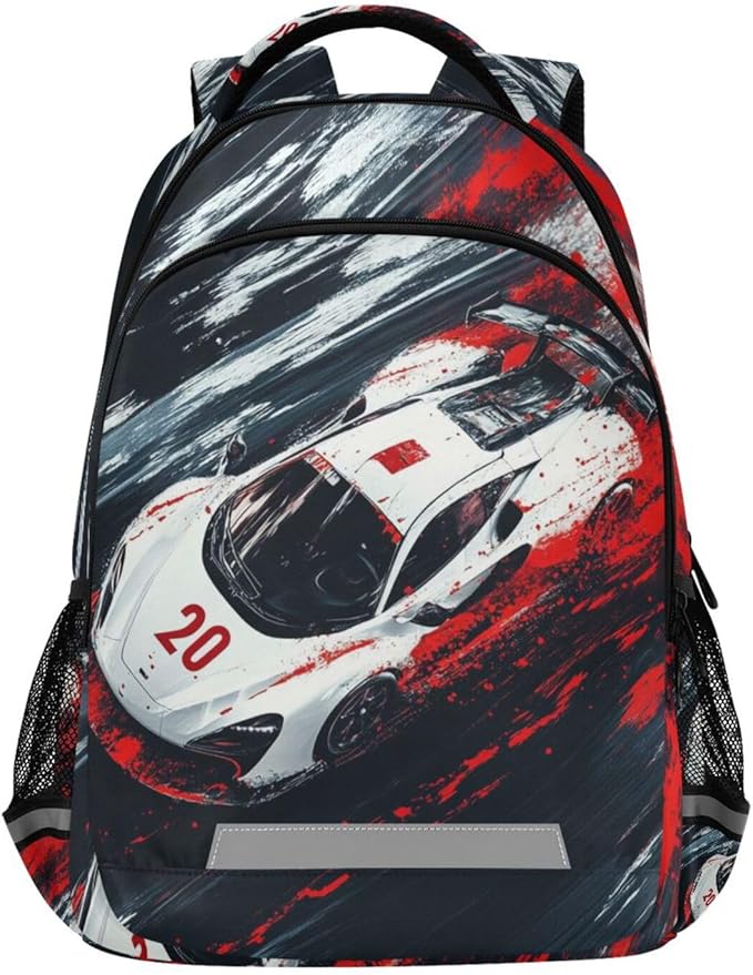 Racing Car Backpack for Boys Girls Truck Elementary School Bag Kids Bookbag Travel Rucksack