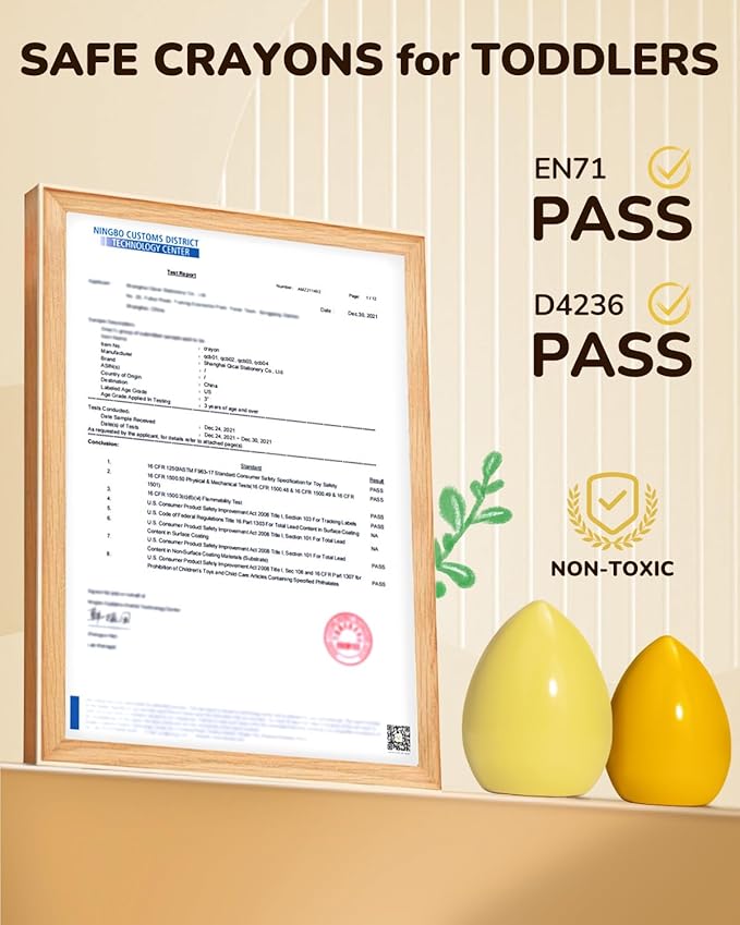 12 Colors Egg Crayons for Toddlers 1-3, Palm-Grasp Non Toxic Jumbo Washable Crayons for Kids, Fat Brain Toys for Preschool Art Supplies and Perfect Easter Gifts for Boys and Girls