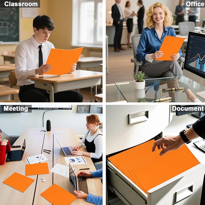 Folders with Pockets, LAYZZ 30 Pack Paper Pocket Folders, 2 Pocket Folders Fits Letter Size Paper, for School Office and Home (Orange)