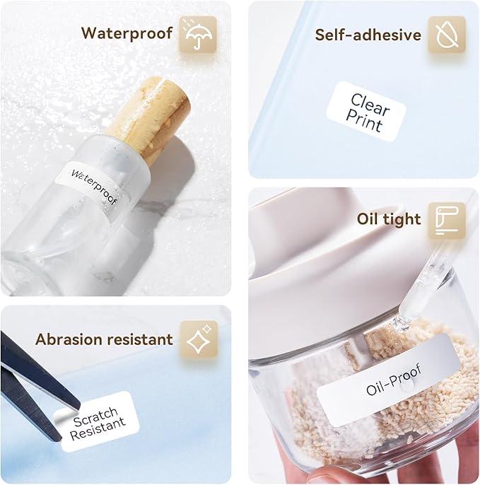 NIIMBOT D110 Label Maker Tape Adhesive White Label Paper 0.55" X 1.18" (14 X 30mm) 210 Labels/Roll, Compatible D11 D110 Label Printer, Thermal Paper Black on White, 3-Roll