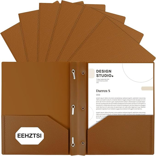 12-Pack Plastic Folders with Pockets and Prongs,2-Pocket Folders with 3 Fasteners, Poly Folders Holds 8-1/2" x 11" Paper for School/Office/Home