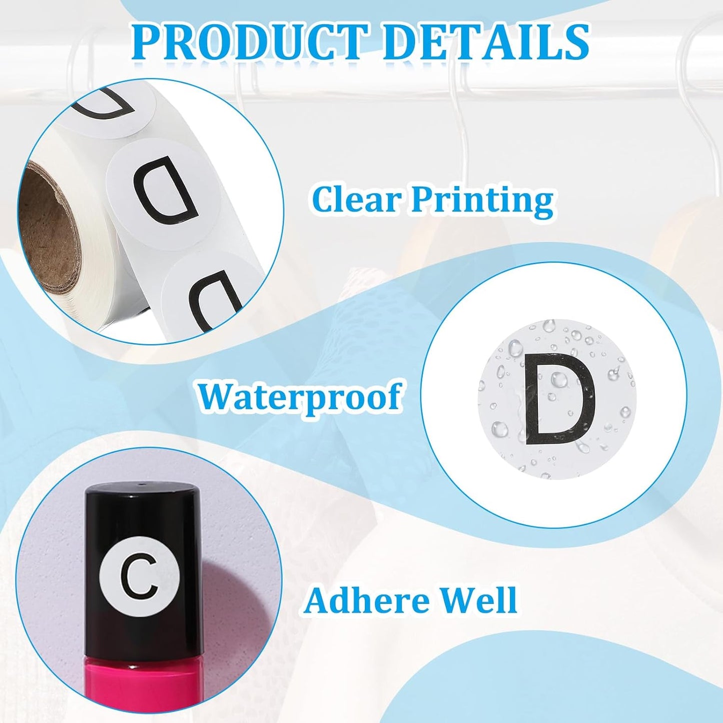 PATIKIL 1" Letter D Stickers, 4 Rolls Self-Adhesive Alphabet Round Circle Dots Labels for Organization Storage Inventory Boxes Scrapbook Craft 2000 Pcs Total